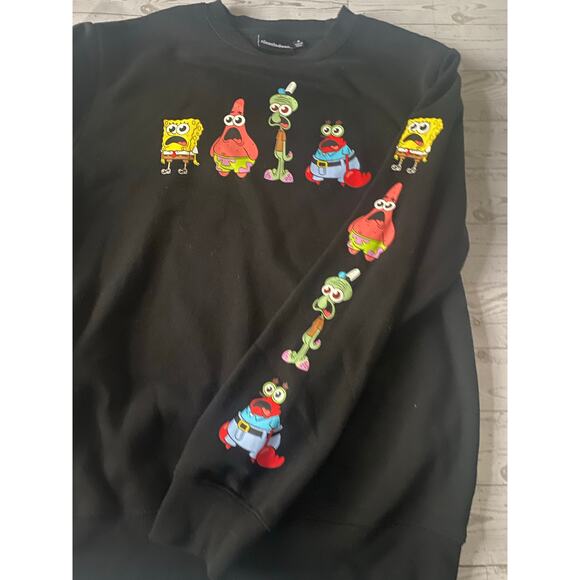 Nickelodeon SpongeBob SquarePants Graphic Sweatshirt Black Crewneck Small - Picture 3 of 8